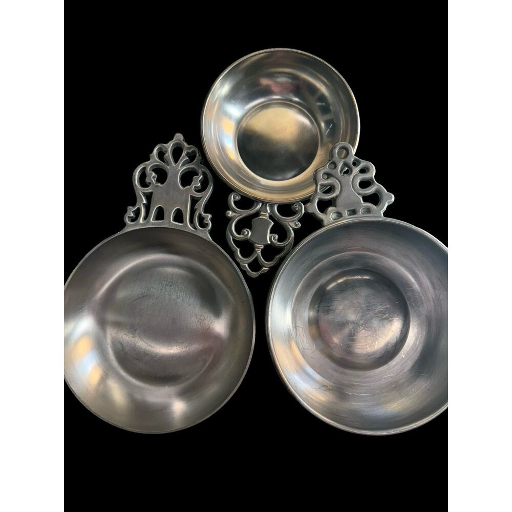 Set of 3 Pewter Porringer Bowls Woodbury Royal Holland‎ Colonial Pewter